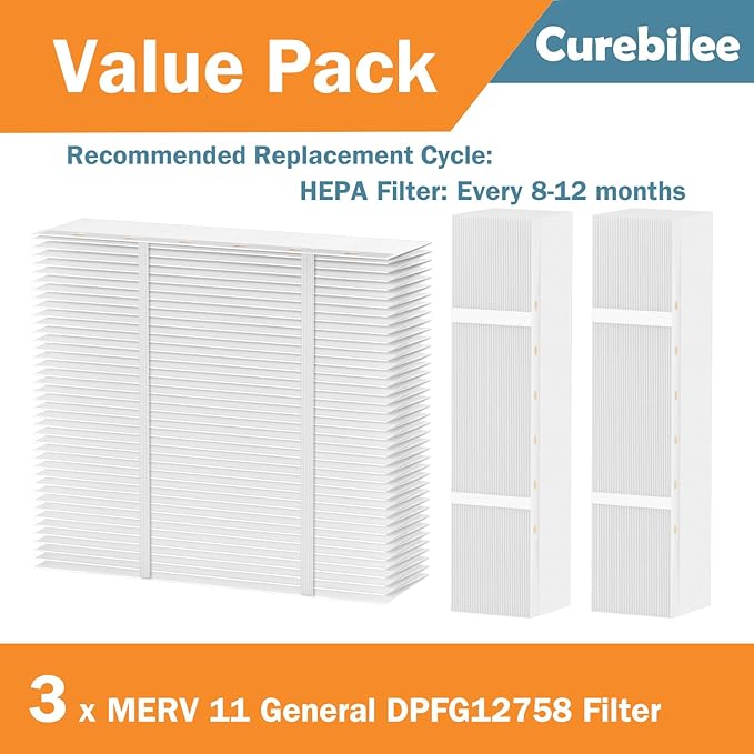 12758 Filter Replacement Compatible with GeneralAire DPFG12758, AC-1, AC-22, AC-3, Carrier 88NA2506MB01 and Carrier 31MF020/31MF120 or Bryant 902BX Air Cleaner Media, 20x25x5 MERV 11 Filter, 3 Pack