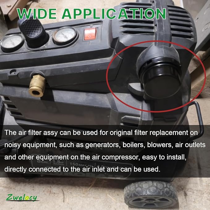 Air Compressor Silencer Filter, 1/2" Thread,20mm Metal Noise Muffler, Replacement Intake Filter Replacement for Generators, Blowers, Exhaust Ports, Air Compressor Parts