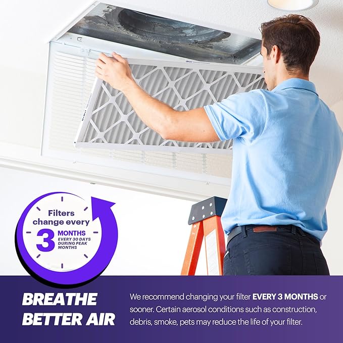 BNX TruFilter 12x20x1 Air Filter MERV 8 (6-Pack) - MADE IN USA – Dust & Pet Defense Pleated Air Conditioner HVAC AC Furnace Filters for Dust, Pet, Mold, Pollen MPR 600 – 700 & FPR 5