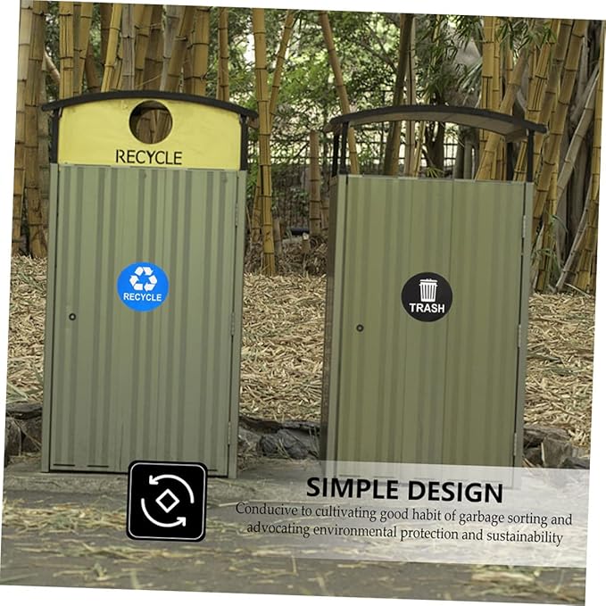 8pcs Garbage Can Stickers Waste Sorting Decals Recycling Bin Sticker Kitchen Trashcan Decals PVC Material
