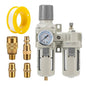 3/8" NPT Compressed Air Filter Regulator Lubricator Combination,Water/Oil Trap Separator (0-150 PSI), Oil Water Separator,Semi-Automatic Drain, Suitable for Pneumatic Systems