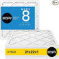 Simply 21x22x1 Air Filter, Merv 8, 6 Pack, For Home AC Furnace & HVAC (Actual Size: 20.75"x21.75"x0.75") DUST, Pet, & Allergy Control