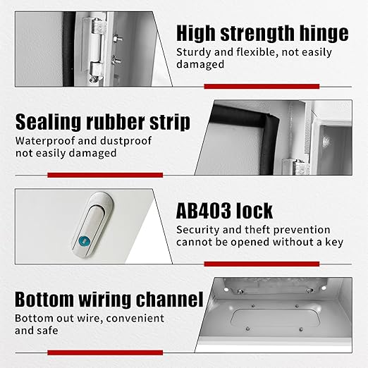 Electrical Box 12 x 12 x 6 Inch Indoor Outdoor Electrical Enclosure Box Steel Junction Box Wall Mounted Universal Electrical Project Box with Safety Locks and Mounting Plates