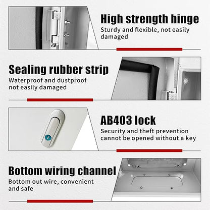 Electrical Box 12 x 12 x 6 Inch Indoor Outdoor Electrical Enclosure Box Steel Junction Box Wall Mounted Universal Electrical Project Box with Safety Locks and Mounting Plates