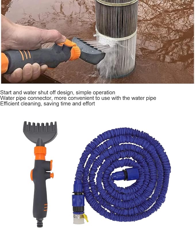 AMAKO Cartridge Filter Cleaning Comb Orange Handheld Rinse Tool with Water Pipe for Swimming Pool Durable Efficient Multifunctional PP Nylon 28.3x9cm 443g