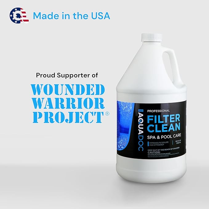 Hot Tub Filter Cleaner Soak, Pool Filter Cleaner & Pool Cartridge Cleaner - Spa Filter Cleaner Soak & Spa Filter Cleaning Solution for HotTub Cartridges. Easy to Use Filter Degreaser - AquaDoc Gal