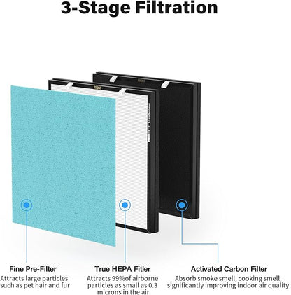 RFM80 Filter Replacement, Compatible with Max Air Purifier OVHM80, Replacement Part# RFM80, 3 Extra Pre-Filters + 1 Efficiency Filter + 1 Carbon Filter (1 Set)