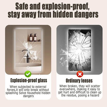 Backlit LED Illuminated Bathroom Mirror with LED Lights, Lighted Bathroom Makeup Wall Mounted Mirror with Demister Pad, Sensor Touch Switch, Horizontal/Vertical(B,H40*W60CM/H15.7*W23.6IN)