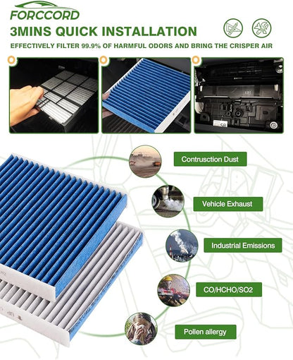 Engine & Cabin Air Filter Kit - Fit for Honda Civic 1.5L 2016 2017 2018 2019 2020 2021 Activated Carbon Cabin Filter - Replacement CF11182 CA12050 Air Filter for My Civic (Not for hybrid!)