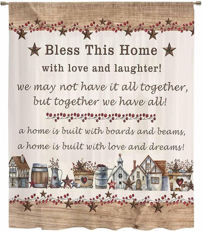 Farmhouse Sheer Curtains 72 Inch Length Country Star Barn Berry Brown Wood Plank Chiffon Curtain for Bedroom Living Room Light Filtering Rod Pocket Window Treatments Voile Curtains Drapes for Dining