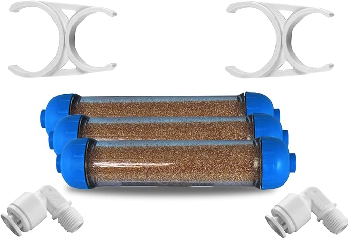 (3 Pack) Mixed Bed Ion Exchange Aquarium Filter Resin 0 PPM RO DI Refillable Housing w/Clamps & Fittings, Compatible with 10" Reverse Osmosis Water Filtration Systems, for High TDS in Water
