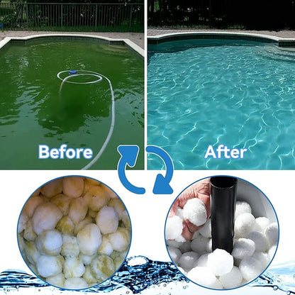QwayHome 4.6 lbs Pool Filter Balls, Reusable Filter Sand Balls for Above Ground Pool Sand Pump, Pool Filter Sand Alternative, Eco-Friendly Fiber Filter Balls, Replace 165 lbs Filter Sand, White