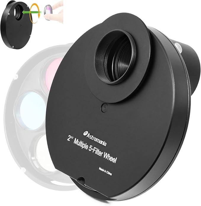 Astromania Telescope Filter Wheel Holder, Filter Wheel Drawer Compatible with 5-Position Moon Nebula Filter 2 Inch for Astronomical Observation As Useful Telescope Accessories with 2 Inches T Adapter