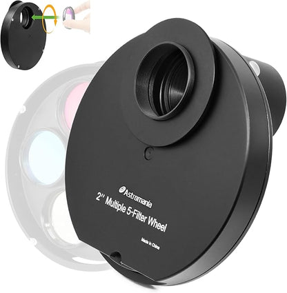 Astromania Telescope Filter Wheel Holder, Filter Wheel Drawer Compatible with 5-Position Moon Nebula Filter 2 Inch for Astronomical Observation As Useful Telescope Accessories with 2 Inches T Adapter
