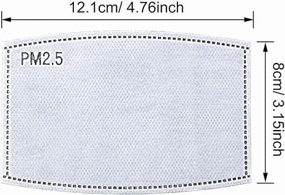 100 Pcs Activated Carbon PM2.5 Mask Filter Paper 5 Layers Replacement PM 2.5 Face Filter Insert