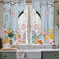Easter Window Curtains 63 Inch Long 2 Panel Set, Rod Pocket Bedroom Curtains & Drapes, Spring Watercolor Bunny Eggs Flower Wood Grain Blue Light Filtering Window Treatment for Living Room 42"W x 63"L
