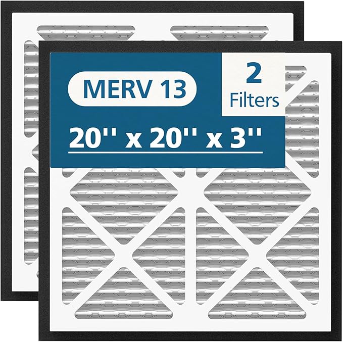 20x20x3 MERV 13 Air Filter Compatible with Zephyr VGF Series 20x20x3 Whole Home Deep Pleated Return Air Grille Filter, MERV 13 Air Filtration System, White, 2 Pack