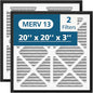 20x20x3 MERV 13 Air Filter Compatible with Zephyr VGF Series 20x20x3 Whole Home Deep Pleated Return Air Grille Filter, MERV 13 Air Filtration System, White, 2 Pack
