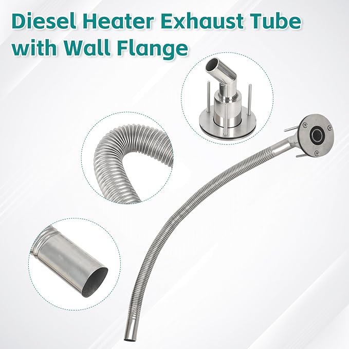 24mm Stainless Steel Exhaust Pipe Air Intake Filter and Pipe Double Wall Through the wall Connector Fitting Exhaust Wall Flange Port Socket for Diesel Parking Heater Install on RV, Greenhouse, Garages