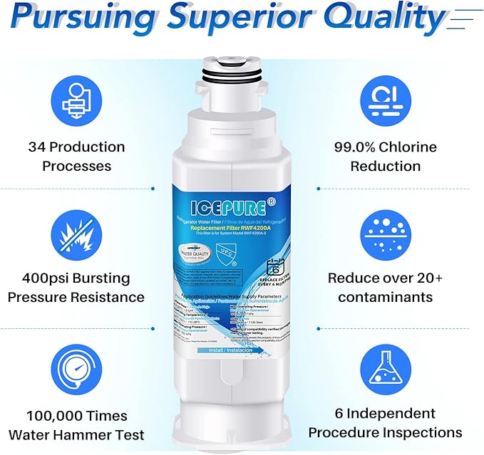 ICEPURE DA97-17376B Refrigerator Water Filter Replacement for DA97-08006C HAF-QIN, HAF-QIN/EXP, RF23M8070SG, RF23M8070SR, RF23M8090SG, RF23M8090SR, RF23M8570SR, RF23M8590SG, BRF425200AP, 2PACK