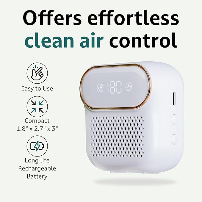 Fridge Air Purifier | Keeps Fridge Odor-Free & Produce Fresh Longer | Compact, Easy to Use & Battery-Powered Deodorizer | Better Than Baking Soda