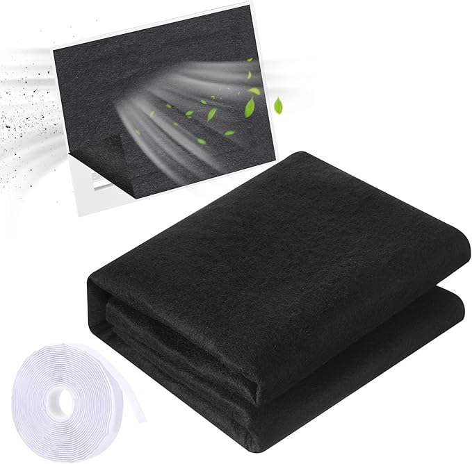 2 Rolls of Vent Filters Kit 100'' x 40'' Electrostatic Media 200" Installation Tape Versatile Customizable Vent Filter for Home Ac and Heating(Black)