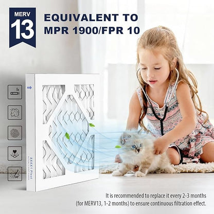 8×8×1 MERV 13 Furnace Air Filters - HVAC/Furnace AC Filter Replacement (Actual Size 7.75x7.75x0.75) - Pleated Dust Defense Air Conditioner Filters for Home Office (2 Pack)