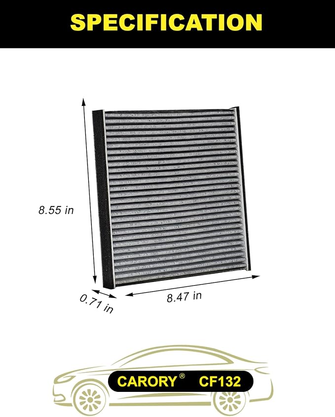 Cabin Air Filter w/Activated Carbon for Toyota Camry (2002-2006), Sienna (2004-2010), Avalon (2000-2004), Lexus RX350 (2007-2009), ES330 (2004-2006), OE# 87139-06030, YZZ05, CF10132