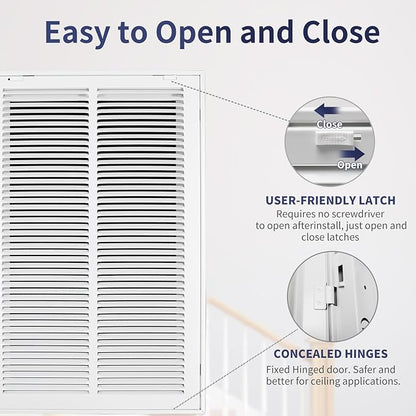 14"W x 24"H [Duct Opening Size] Steel Return Air Filter Grille - Removable Face/Door for 1 inch Filters -HVAC Vent Cover Grill - White [Outer Dimensions: 16 5/8"W X 26 5/8"H]