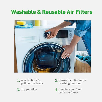 Reair 14x24x1 Air filter, Washable and Reusable Air Filter 14x24x1 for AC HVAC Furnace, MERV 8 Air Filters Machine Washable & Dryer Friendly, AC Furnace Air Filter