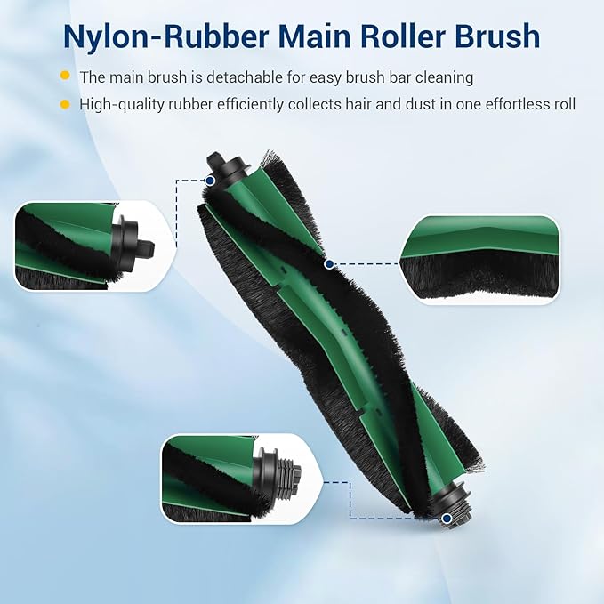 27 Pack Accessories Kit,Compatible with Roomba 104 / Q052 / 105 Vac / 105 Combo Robot Vacuum Cleaner Replacement Parts,2 Rubber Main Brush 6 Filters 6 Side Brushes 6 Vacuum Bags 6 Mop Pads