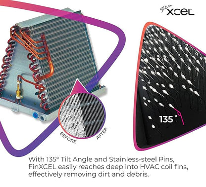 XCEL Advanced HVAC Coil Cleaning Fin Brush for AC Evaporator and Condenser Coils – HVAC Coil Cleaner | Stainless Steel Pins - Improve HVAC Efficiency, Easy AC Maintenance - Double Sided