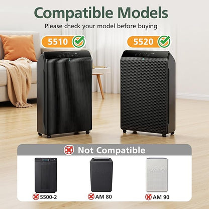 5510 5520 Replacement Filter Q Compatible with Winix 5510, 5520 PlasmaWave Air Purifi-ers, 2 x HEPA + 2 x Activated Carbon Combo for Dust Pollen Pet Smoke, Part# 1712-0123-00