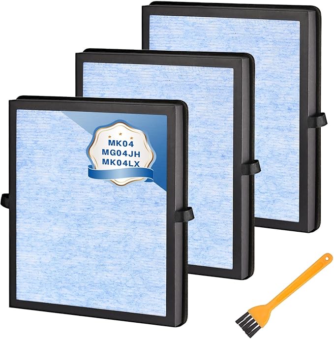 3 Pack MK04 Air Filter Replacement for Aroeve MK04 MG04JH Air Purifier, 4-in-1 Aroeve Air Purifier Filter Replacement for Bedroom Office, Compared to Part MK04LX