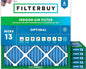 Filterbuy 23.5x23.5x1 Air Filter MERV 13 Optimal Smoke & Allergy Defense (6-Pack), Electrostatic Pleated HVAC AC Furnace Filters Replacement, Made in USA (Actual Size: 23.38 x 23.38 x 0.75)