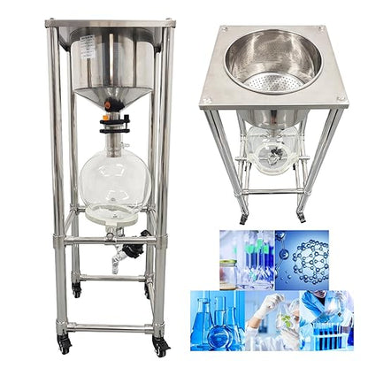 Glass Vacuum Filter Lab Vacuum Filtration Extraction Apparatus with 10L Brinell Funnel/10L Glass Flask Negative Pressure Stainless Steel Vacuum Filter Kit for Liquid Extraction
