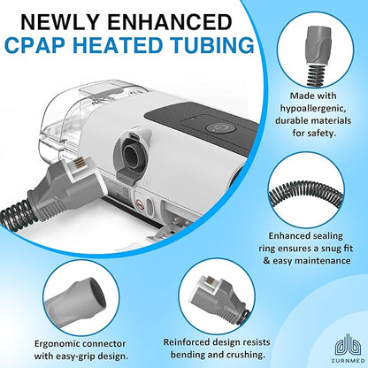 ZURNMED® Climate-Line Air Hose for AirSense 11 & AirCurve 11 (6.5 ft / 2 m) – Includes 12 Replacement Filters – Flexible, Leak-Free CPAP Tubing for Restful Sleep (S11 Models Only)