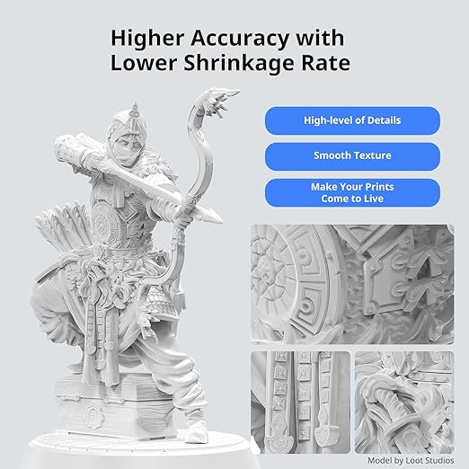 ANYCUBIC ABS-Like Resin 3.0, Upgraded 14K 3D Printer Resin with Enhanced Strength and Toughness, High Precision, Low Odor, Wide Compatibility for All LCD Resin 3D Printers (White, 1kg)