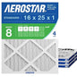 Aerostar 16x25x1 MERV 8 Air Filter, 4 Count, ACTUAL SIZE (15.75 x 24.75 x 0.75), HVAC, Air Conditioning & Furnace Filter Captures Dust, Lint & Pollen (MPR 600 / FPR 5), Made in USA