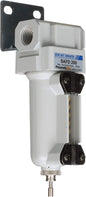 PneumaticPlus SAFD200-N02B-MEP Miniature Compressed Air Coalescing Filter, 0.01 Micron 1/4" NPT - Metal Bowl, Manual Drain, Bracket