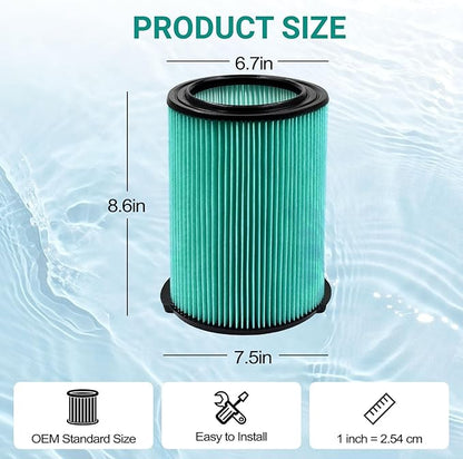 Replacement VF6000 Filter for Ridgid Shop Vac Filters 5-20 Gallon, 5-Layer Wet/Dry Rigid Shop Vac Filters Compatible with WD5500 WD0671 WD6425 WD7000 WD1280 WD1851 WD1680-1 Pack