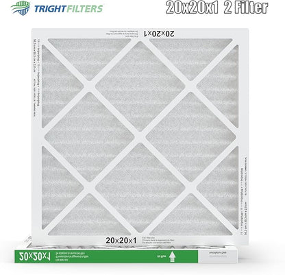 20x20x1 Air Filter 2 Pack, Durable MERV 8 Pleated Home HVAC AC Furnace Filters, Lightweight Compact Air Conditioner Filter Replacement