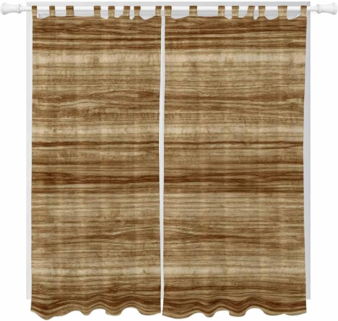 Vintage Western Living Room Curtains 96 Inch Length, Window Curtains Tab Top, Rustic Farmhouse Wooden Grain Barn Door Light Filtering Window Treatments Drapes 52"x96" 2 Panel