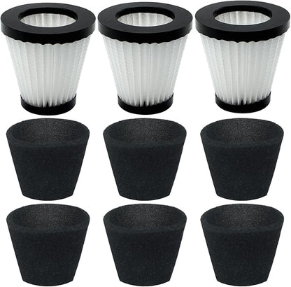 3 Pack F117 Scorption Filter Compatible with Dirt Devil Scorpion Models SD20005RED SD30025B BD22025, Compare to Part# AD40117 (3 Pack Hepa Filter & 6 Pack Sponge Filter)