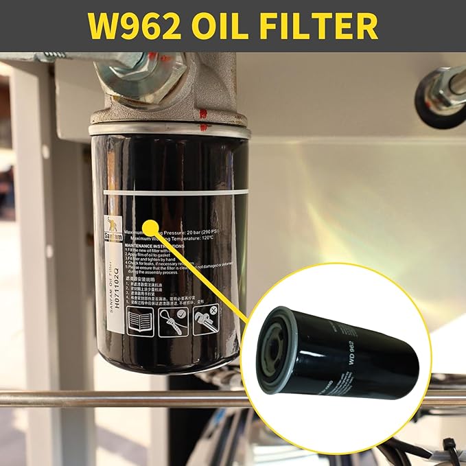 W962 Oil Filter for 25HP-60HP Screw Air Compressor, Industrial Screw Air Compressor System Maintenance Kit
