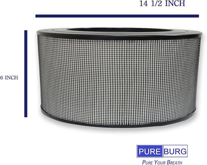PUREBURG 21500 Replacement Filter Compatible with Honeywell 50150 51500 61500 11500(EV-15) 18150 11520 17200 Series Air Purifiers, H13 HEPA Cabon Pre-Filter Air Clean Dust VOCs Odor