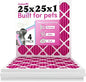 25x25x1 Air Filter by Colorfil | Color Changing Filters for Cat and Dog Odor | MERV 8 Furnace AC Filter for Pet Hair and Dust | 24.5"x24.5"x0.75" Exact Size | Pack of 4