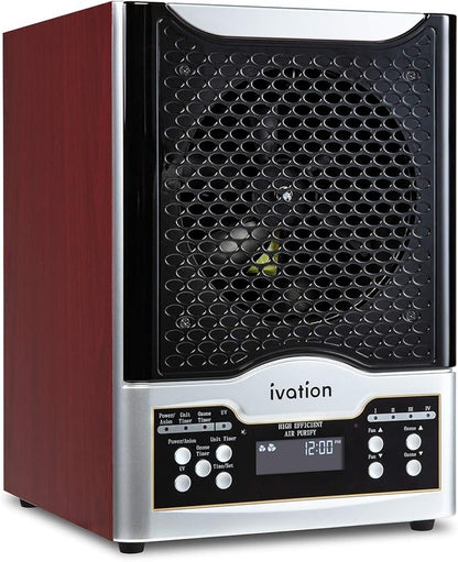 Ivation 5-in-1 HEPA Air Purifier & Ozone Generator W/Digital Display Timer and Remote, Ionizer & Deodorizer 3,700 Sq/Ft – HEPA, Carbon and Photocatalytic Filters, UV Light and Negative Ion Generator