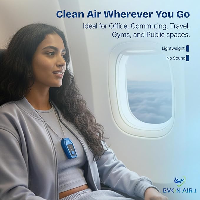Portable Air Purifier for Travel with 50M Ions/cm³ | Mini Wearable Necklace Ionizer, Filterless, No Maintenance | Personal Air Purifier Small, 500mAh Rechargeable, 75Hr Runtime, CE ROHS FCC Certified