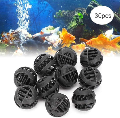 30 Pack Biofiltration Filter Balls, Removes and Nitrites, Reusable Plastic, for Freshwater and Seawater Aquariums